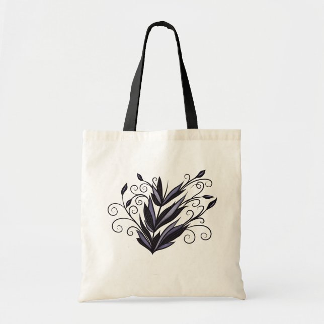 Bolsa Tote Planta gótica espiral floral floral floral floresc (Frente)