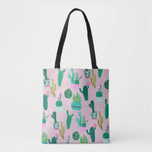 Bolsa Tote Plantas Cactos Cactáceas do Sudoeste Rústico Rosa