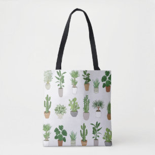 Bolsa Tote Plantas caseiras, padrão de rabisco de vintage