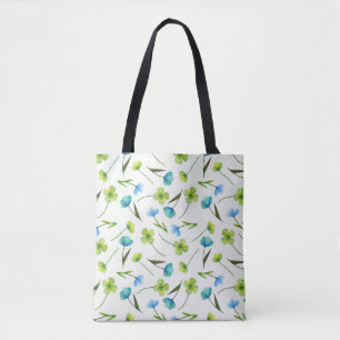 Bolsa Tote Plantas De Aquarelas: Padrão Floral Sem Costura.