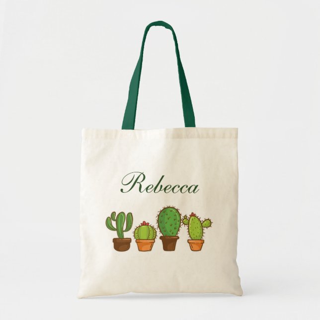Bolsa Tote Plantas de Cactus com vegetação personalizada (Frente)
