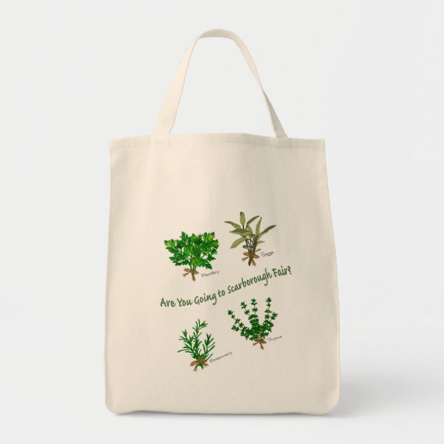 Bolsa Tote Plantas de Parsley, Sage, Rosemary e Thyme (Frente)