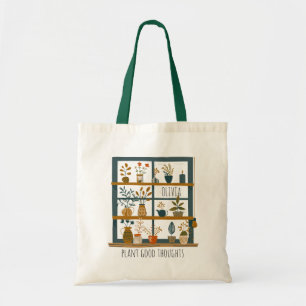 Bolsa Tote Plantas em Vasos Plantar Pensamentos Positivos Per
