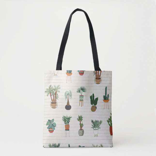 Bolsa Tote plantas interiores com desenho de mão (Frente)