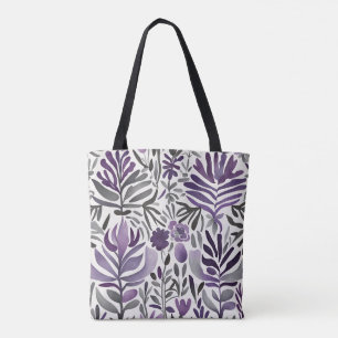 Bolsa Tote Plantas Roxas Arte por Aquarela