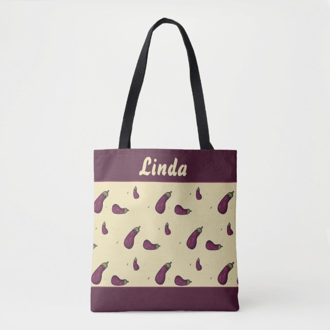 Bolsa Tote Plantas roxas de berço amarelas (Frente)