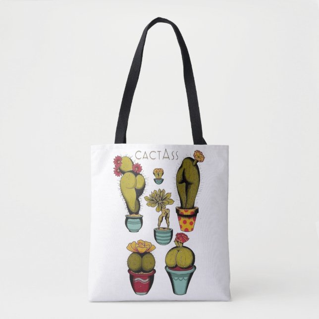 Bolsa Tote Plantas Sexy Cactus, Botânica, Cactus Engraçado (Frente)