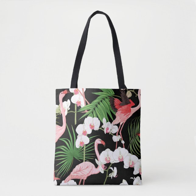 Bolsa Tote Plantas Tropicais - Ilustração Colorida de Aves (Frente)