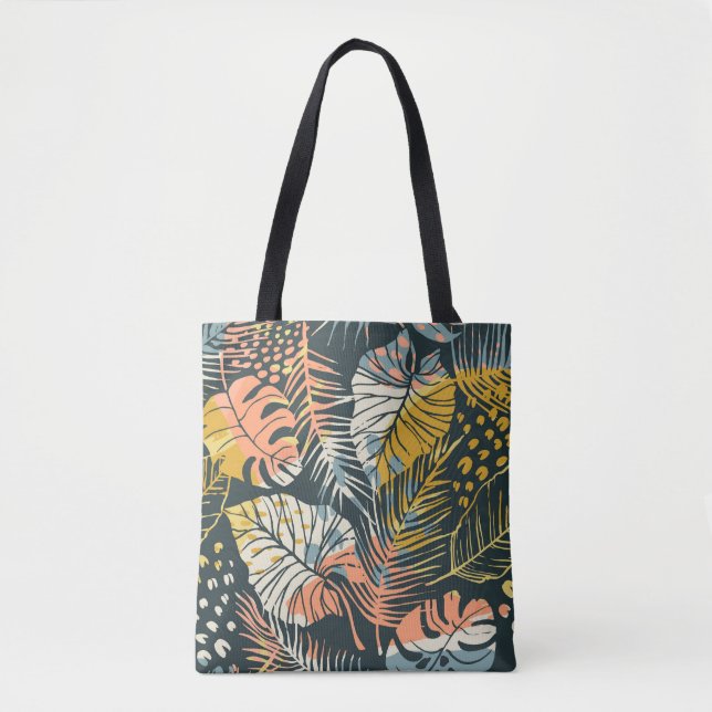 Bolsa Tote Plantas tropicais: padrão abstrato artístico. (Frente)