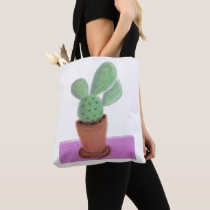 Bolsa Tote Plante Cactus Verde Roxo plantas de interior