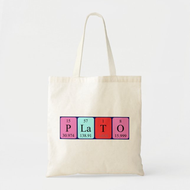 Bolsa Tote Plato Nome periódico da mesa tot saco (Frente)