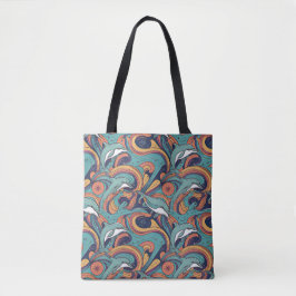 Bolsa Tote Playful Dolphins Pattern - Design inspirado no oce
