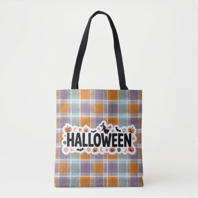 Bolsa Tote Playful Halloween Plaid (Frente)