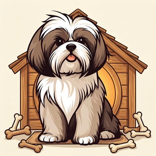 Bolsa Tote Playful Shih Tzu Dog House  (Cute Adorabel Shih Tzu Art!)
