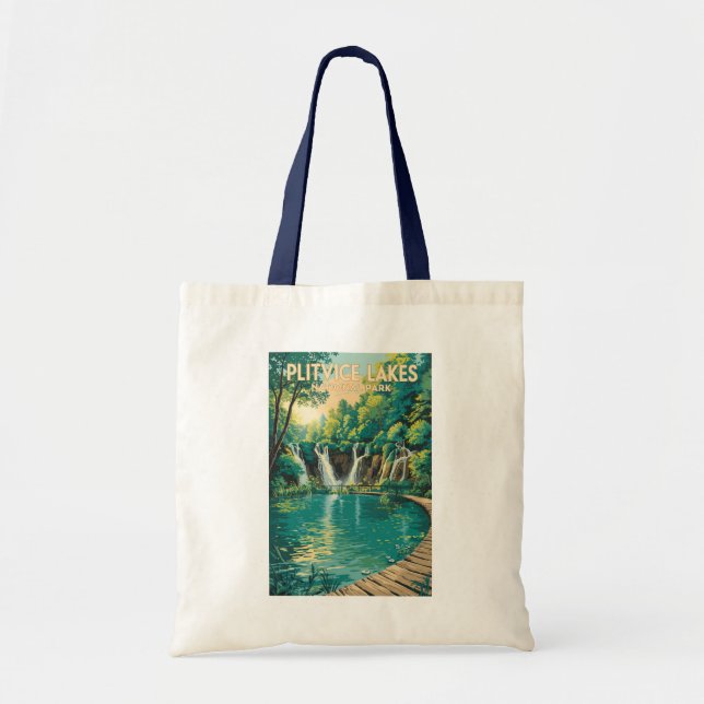 Bolsa Tote Plitvice Lakes National Park Illustration Travel (Frente)