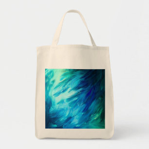 Bolsa Tote Pluma Abstrata Azul Verde