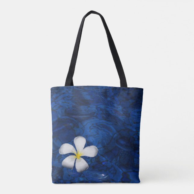 Bolsa Tote Plumeria Flor Flor Branca Padrão (Verso)