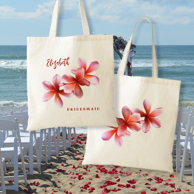 Bolsa Tote Plumeria Rosa Bridesmaid Tote Bag Personalizada (Criador carregado)