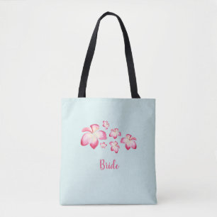Bolsa Tote Plumeria Tropical Rosa Watercolor Bridal