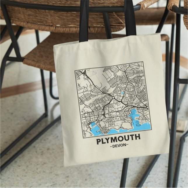 Bolsa Tote Plymouth, Devon City Map Tote Bag (Criador carregado)