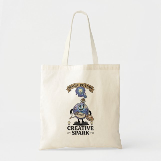 Bolsa Tote Poção Mágica Centelha Criativa Mascote de Artista  (Frente)
