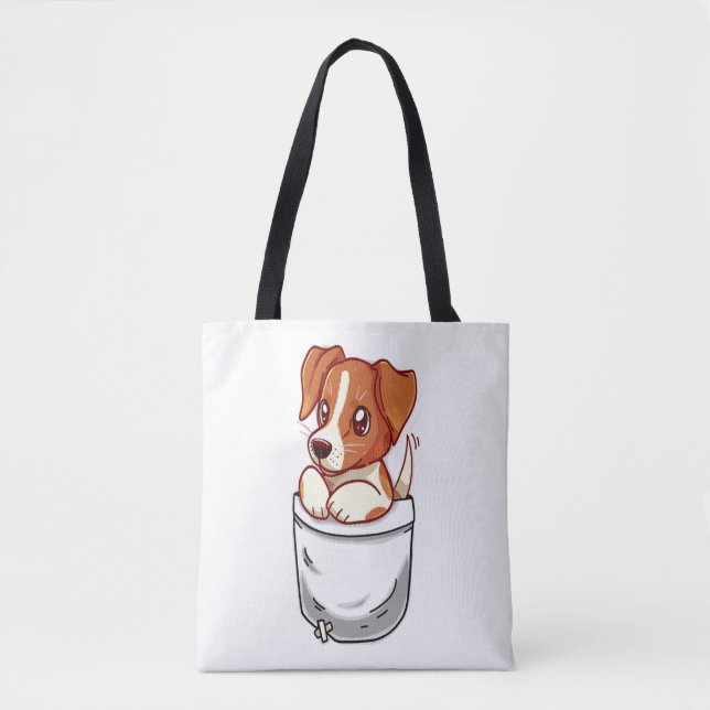 Bolsa Tote Pocket Cute Jack Russell Terrier (Frente)