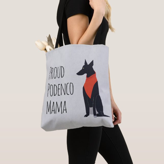 Bolsa Tote Podenco orgulhoso Mama Black Podenco (Close Up)