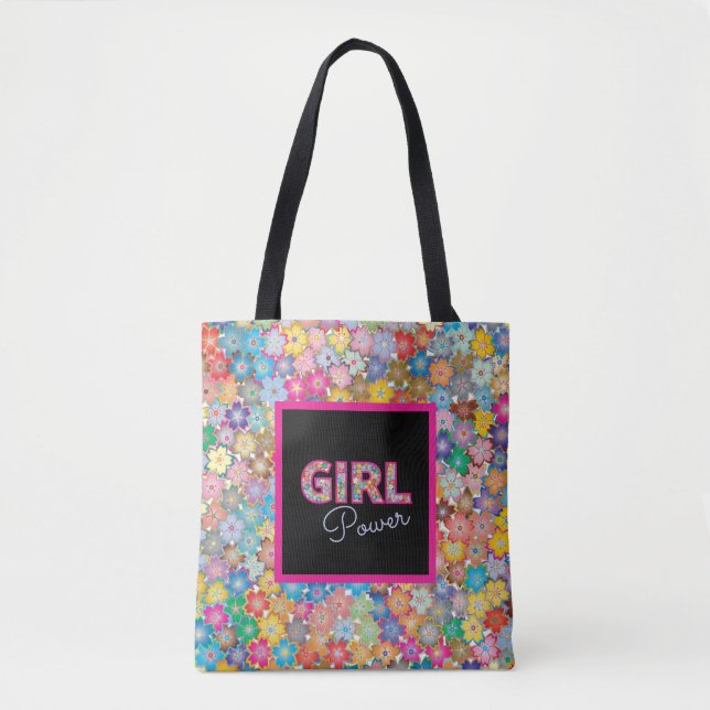 Bolsa Tote Poder da Menina | Girassas rosadas Lindas (Frente)