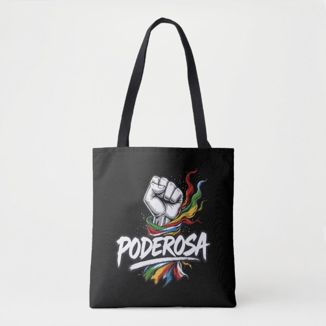 Bolsa Tote Poderosa - Empoderando Latina Fista com Bandeira L (Frente)