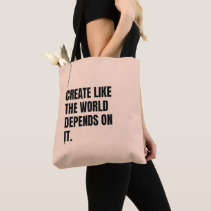 Bolsa Tote Poderosos Artistas de Tipografia Preta de Caqui Ma