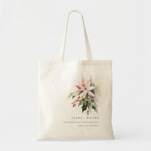 Bolsa Tote Poinsettia Berries Foliage Watercolor Casamento