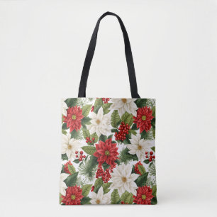 Bolsa Tote Poinsettia de Natal – Design Floral de Feriado