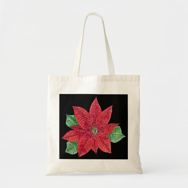 Bolsa Tote Poinsettia Tote Bag - Preto (Frente)