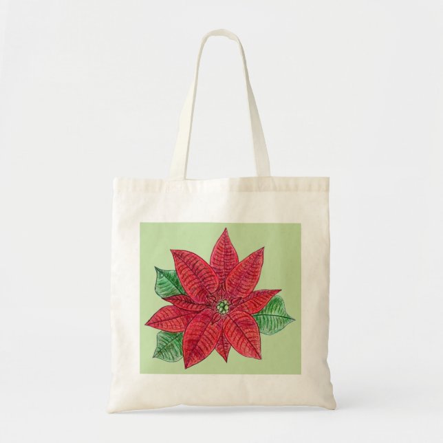 Bolsa Tote Poinsettia Tote Bag - Verde Mint (Frente)