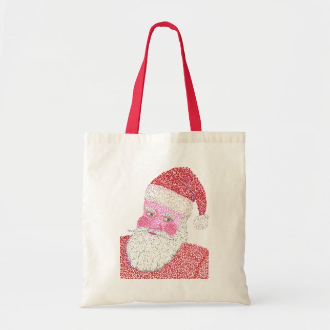 Bolsa Tote Pointilismo Papai Noel, sacos de tote de canvas (Frente)
