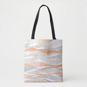 Bolsa Tote Pointilismo Wavy Polka: Têxtil de Doodle Cute