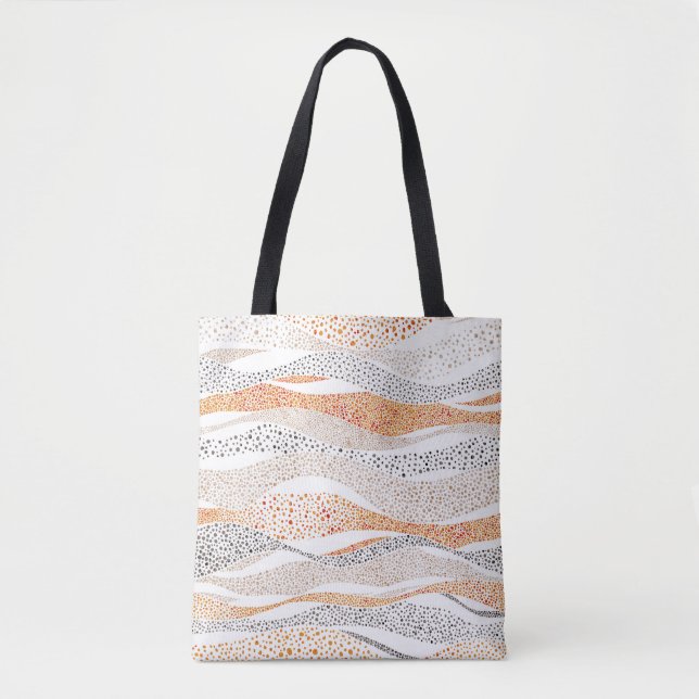 Bolsa Tote Pointilismo Wavy Polka: Têxtil de Doodle Cute (Frente)