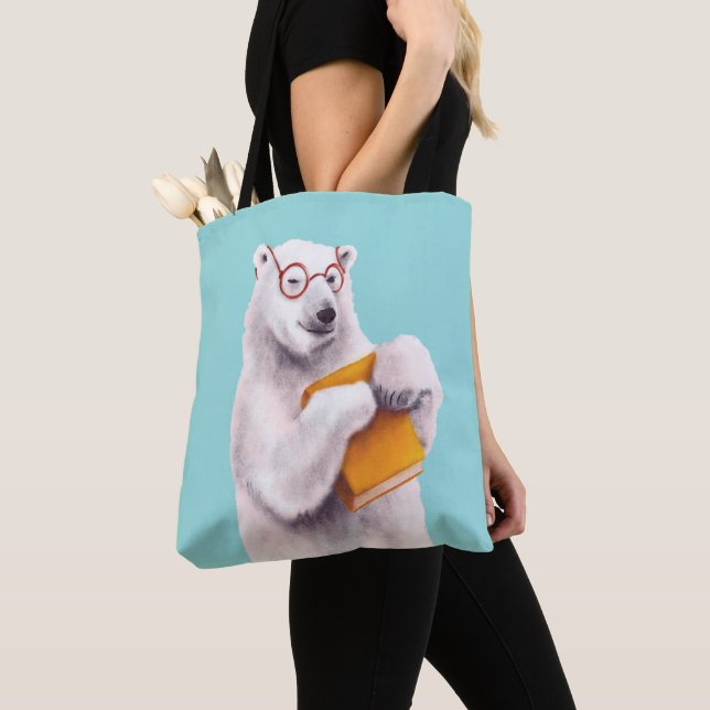 Bolsa Tote Polar Bear Book Lover Nerdy (Close Up)
