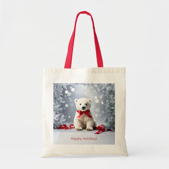 Bolsa Tote Polar Bear Christmas Holiday Tote Bag (Frente)