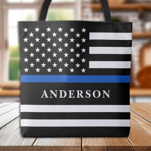 Bolsa Tote Policial Personalizado de Linha Azul Moderno 