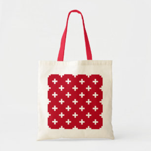 Bolsa Tote Polka branca cruza em vermelho