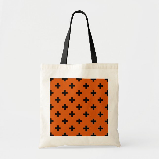 Bolsa Tote Polka negra cruza a laranja (Frente)