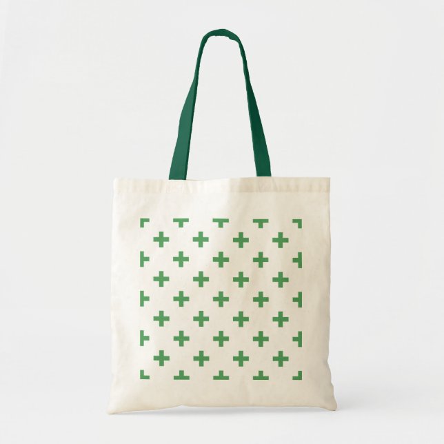 Bolsa Tote Polka verde cruza em branco (Frente)