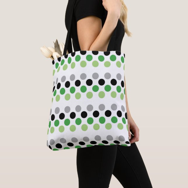 Bolsa Tote Polkadots - Cores do Sinalizador do Orgulho Aromân (Close Up)