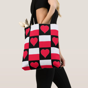 Bolsa Tote Polônia Flag Heart Pattern Patriotic Poland Pride