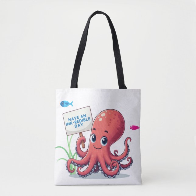 Bolsa Tote Polvo de desenho animado com peixe (Frente)