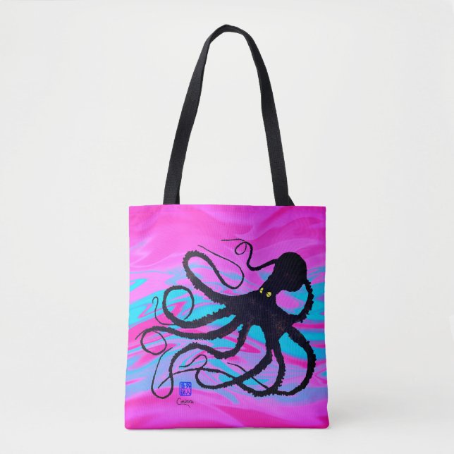 Bolsa Tote Polvo em cor-de-rosa & no azul - sacola (Frente)