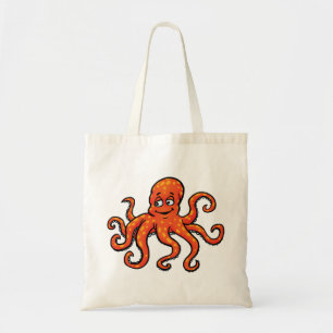 Bolsa Tote Polvo Laranja Desenho Animado Oceano Criatura Mari