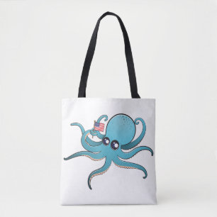 Bolsa Tote Polvo segurando a bandeira americana