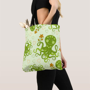 Bolsa Tote Polvos Verdes Com Flores